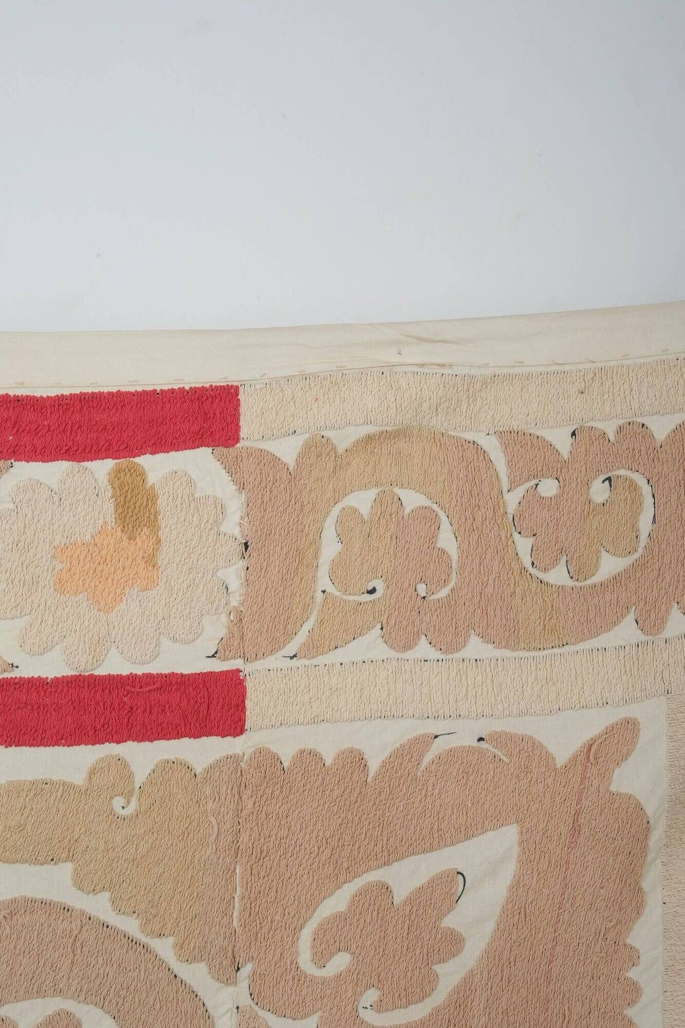 Vintage hand-embroidered tribal tapestry 135x142 cm