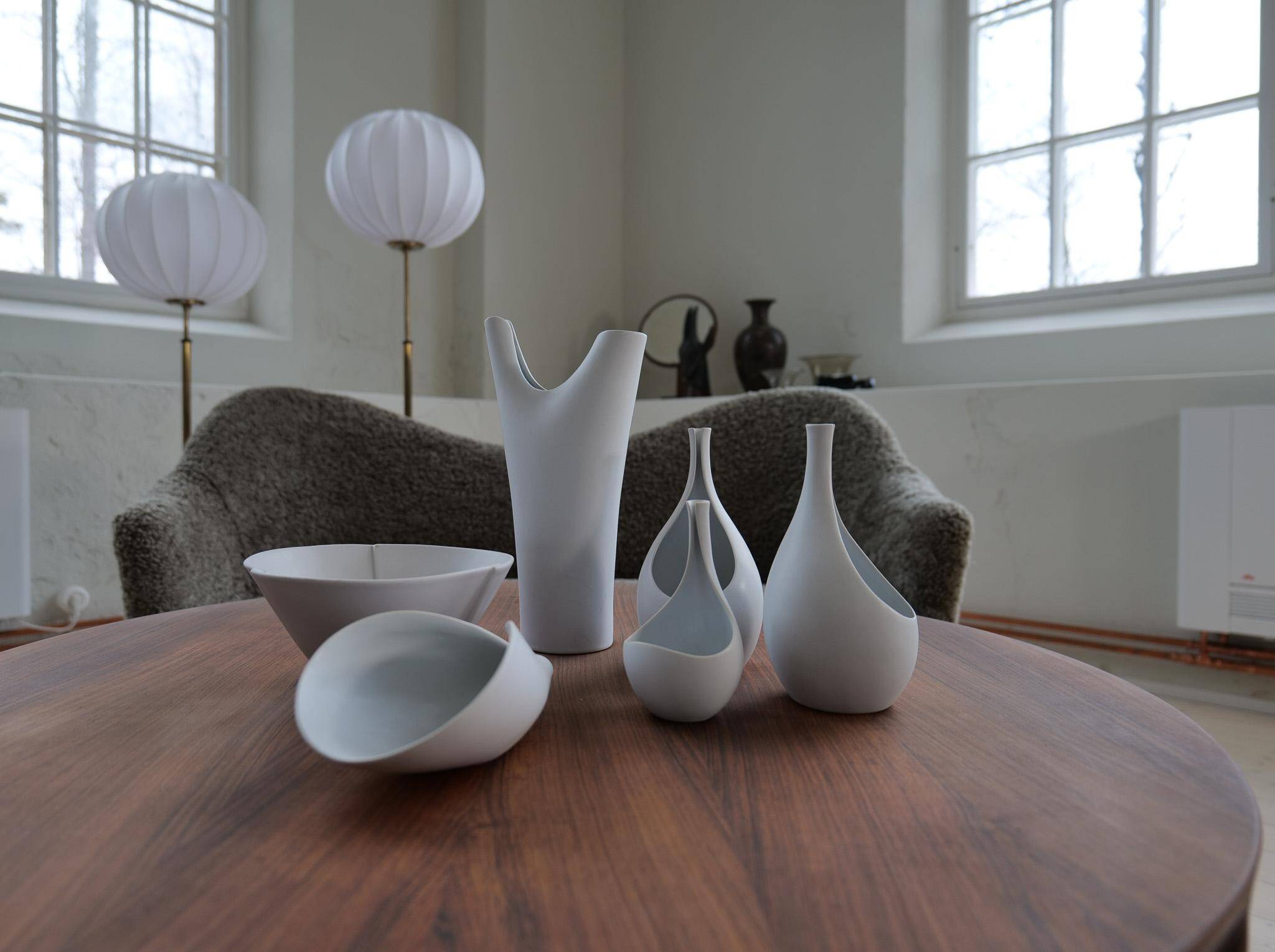 Mid-Century Modern Vase and Bowls Gustavsberg, Sweden, 1950s