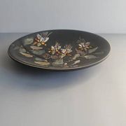 Assiette céramique noire motif floral Ruscha Art Pottery Allemagne