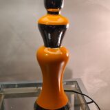 large lamp in ceramic silver and orange varnished