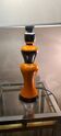 large lamp in ceramic silver and orange varnished