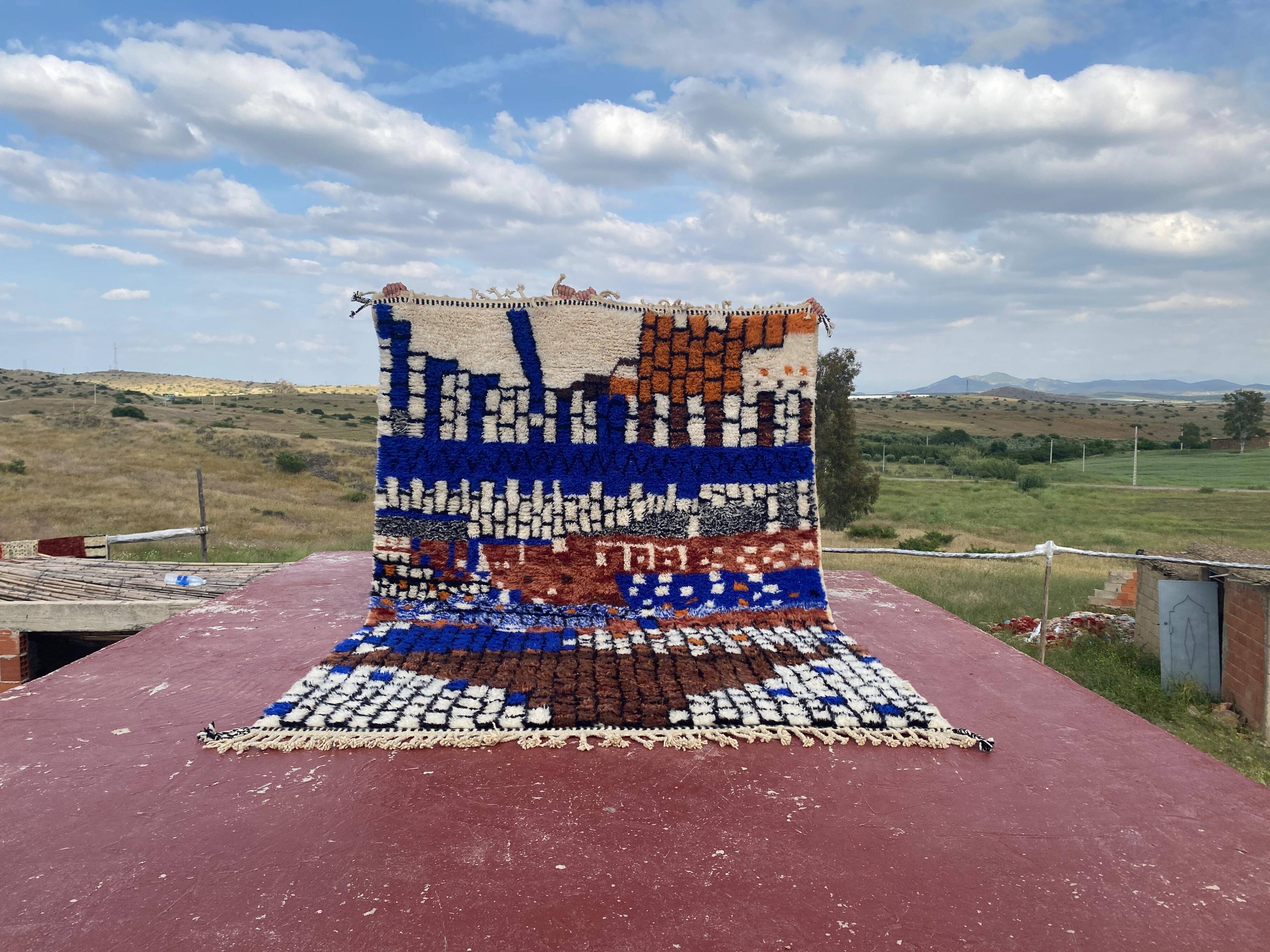 Contemporary multicoloured Berber rug in wool – 300 x 200 cm