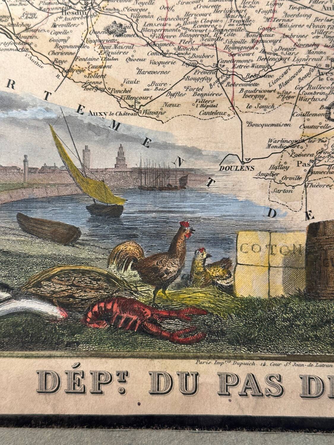 Carte géographique ancienne du Département du Pas-de-Calais - 1860