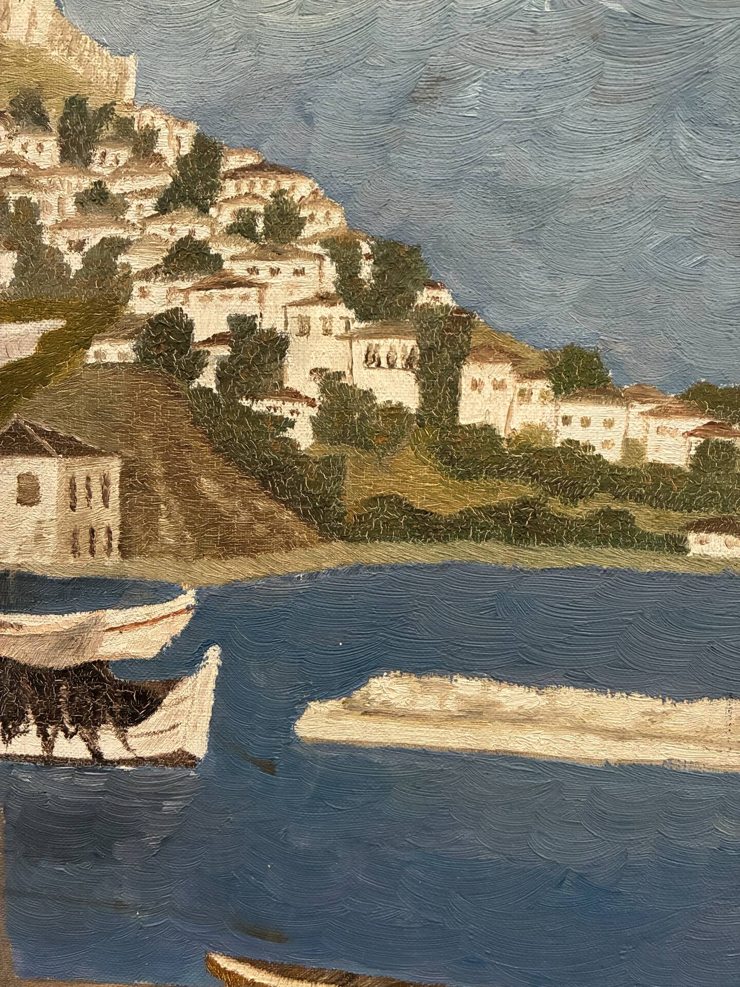 Marine, view of a Mediterranean port signed Chevalier, 20th century.