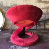 Jaymar Sculptural Post Modern Armchair with Red Spiral Ribbon, 1980s