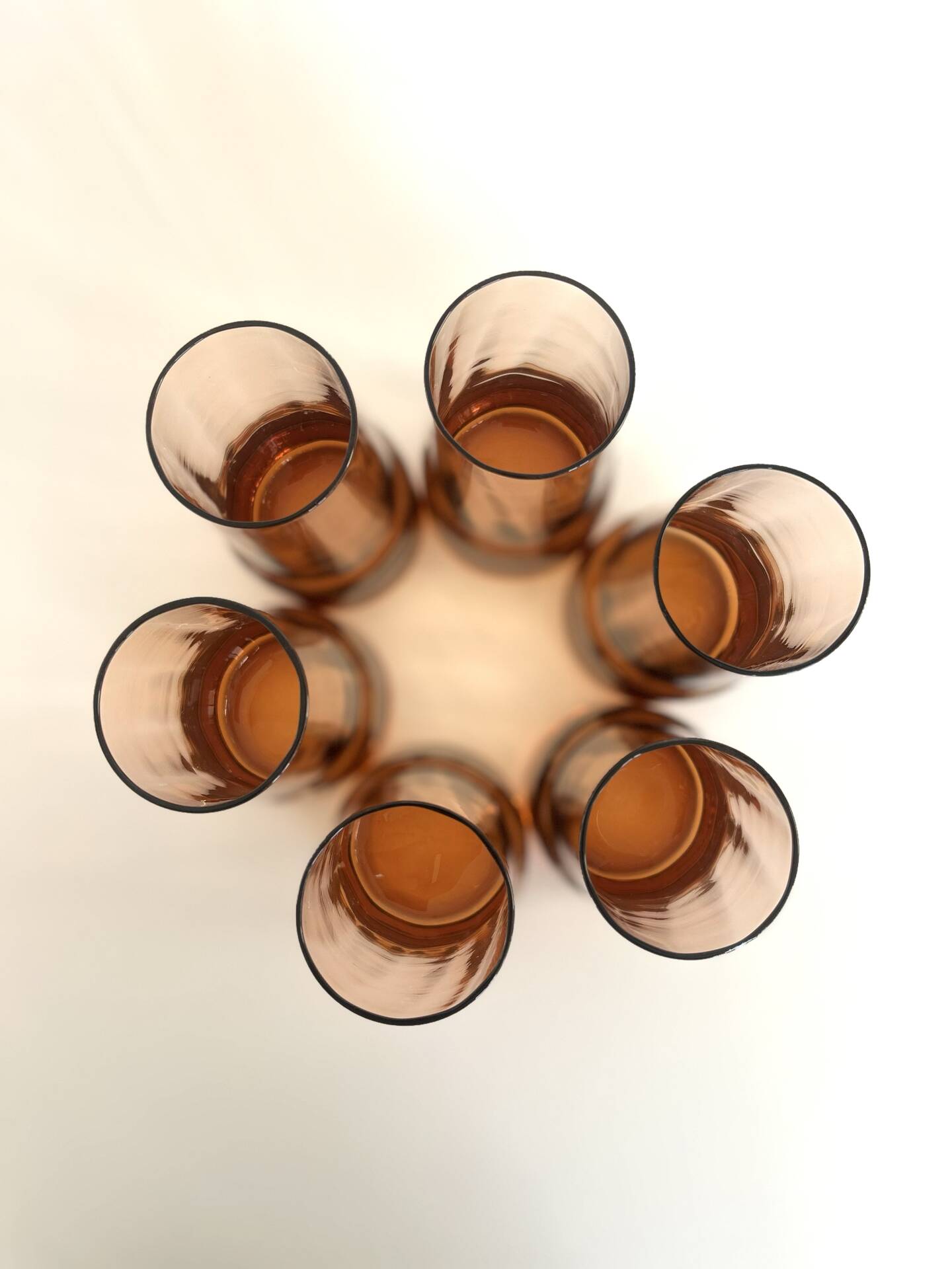 Set of 6 amber glasses from the 70s.