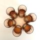 Set of 6 amber glasses from the 70s.
