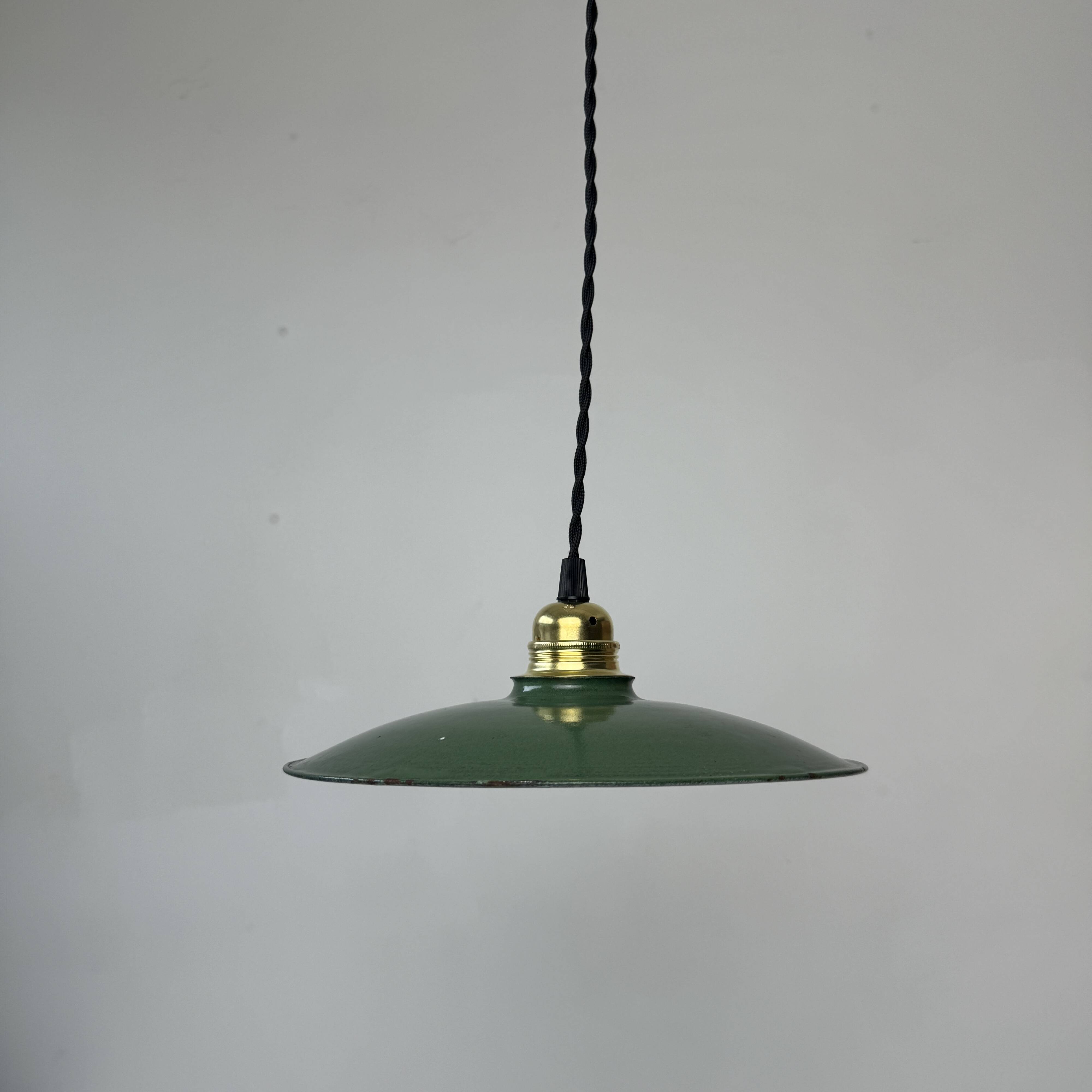 Old green enamel pendant 24.5 cm