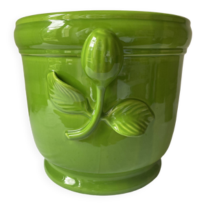 Cache-pot vert vernissé