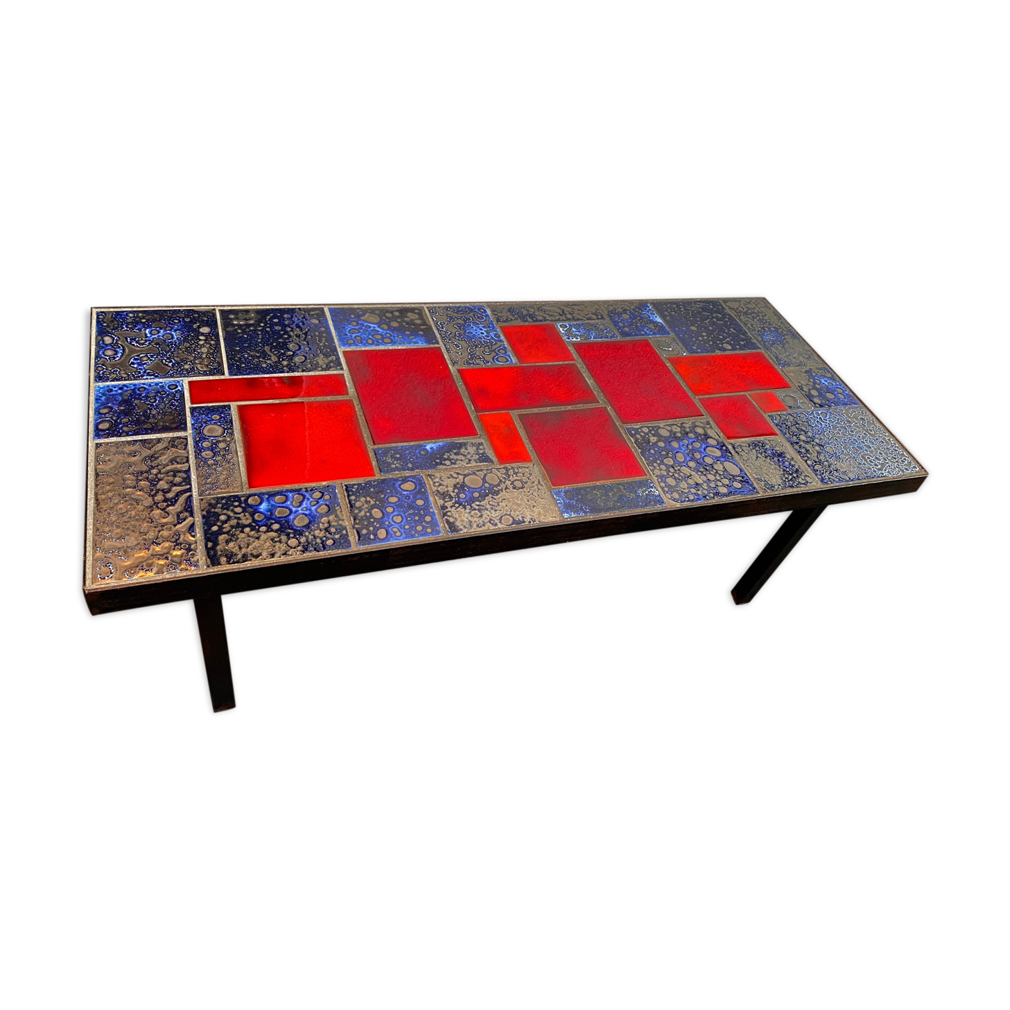Ceramic Carreaux coffee table De Lava enamelled 50-60 years
