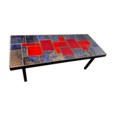Table basse à carreaux céramique de lave émaillée années 50-60