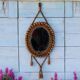 Oval mirror wooden beads, vintage 60/70s to hang 60x22 cm C226