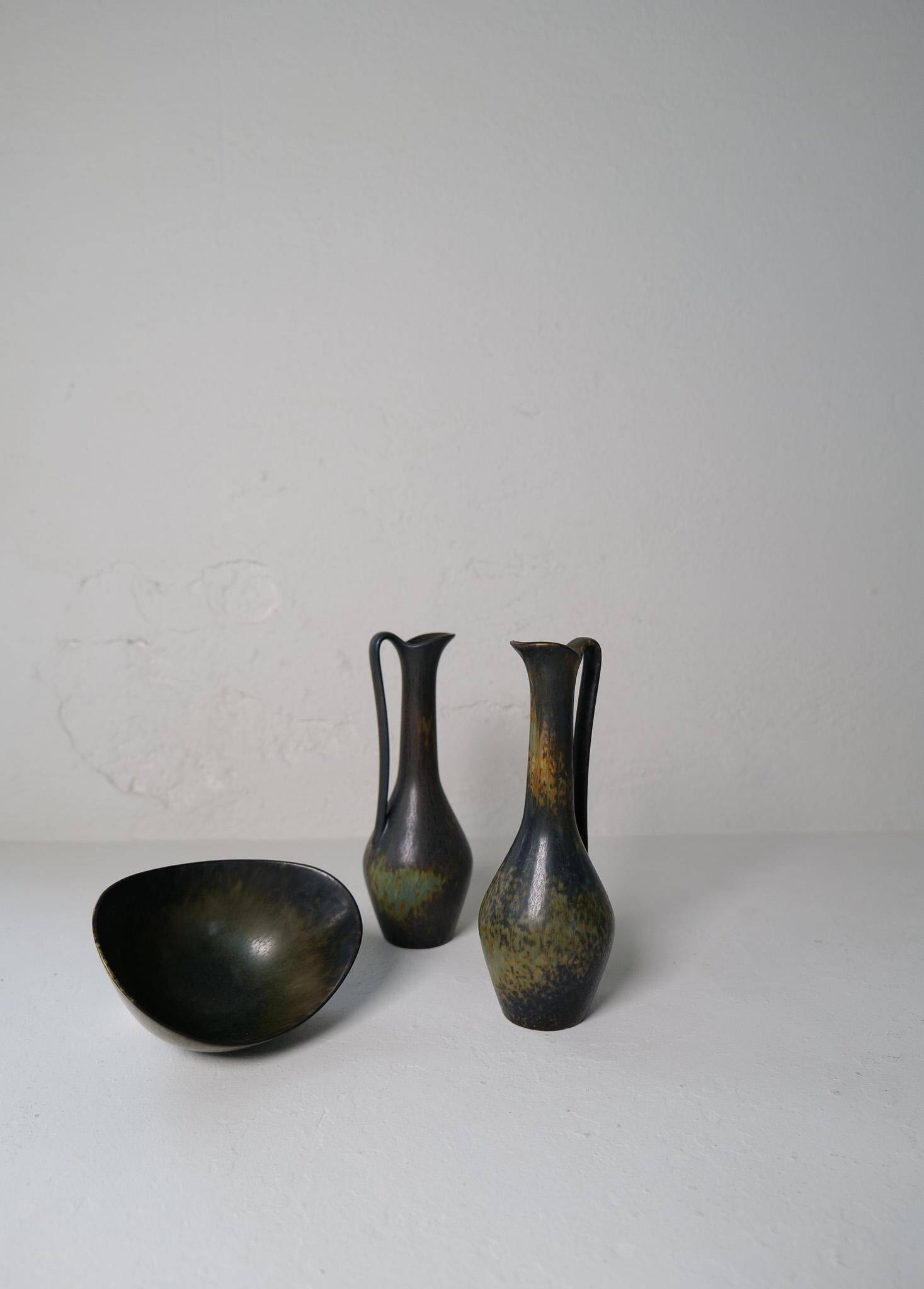 Collection of 3 ceramic vessels by Gunnar Nylund Rörstrand Sweden, 1950s