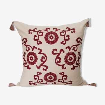 Beige Hatai/ Garnet cushion cover - 50 x 50