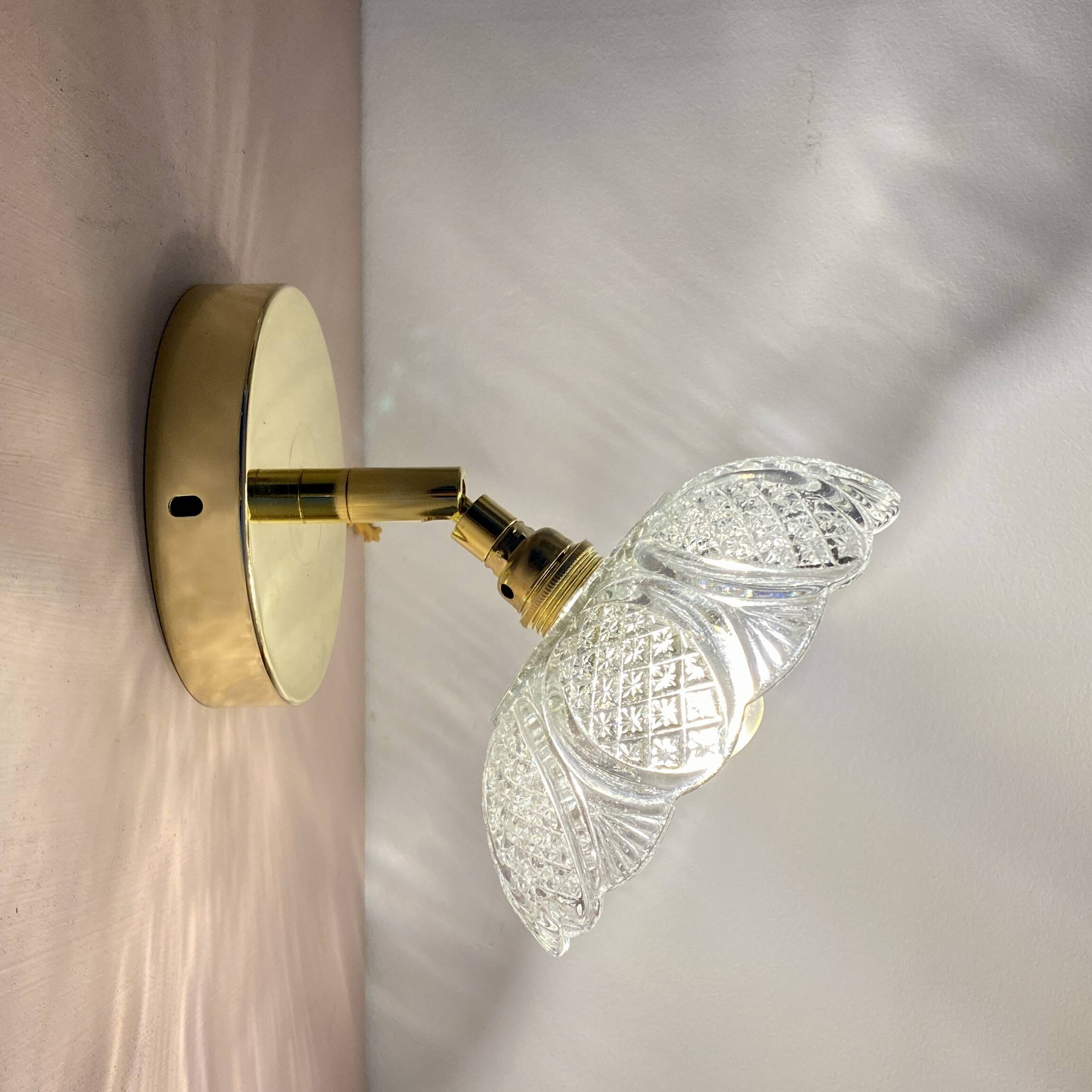 Vintage molded glass lampshade wall light
