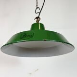 Industrial Green Enamel Factory Pendant Lamp from Revo, 1950s