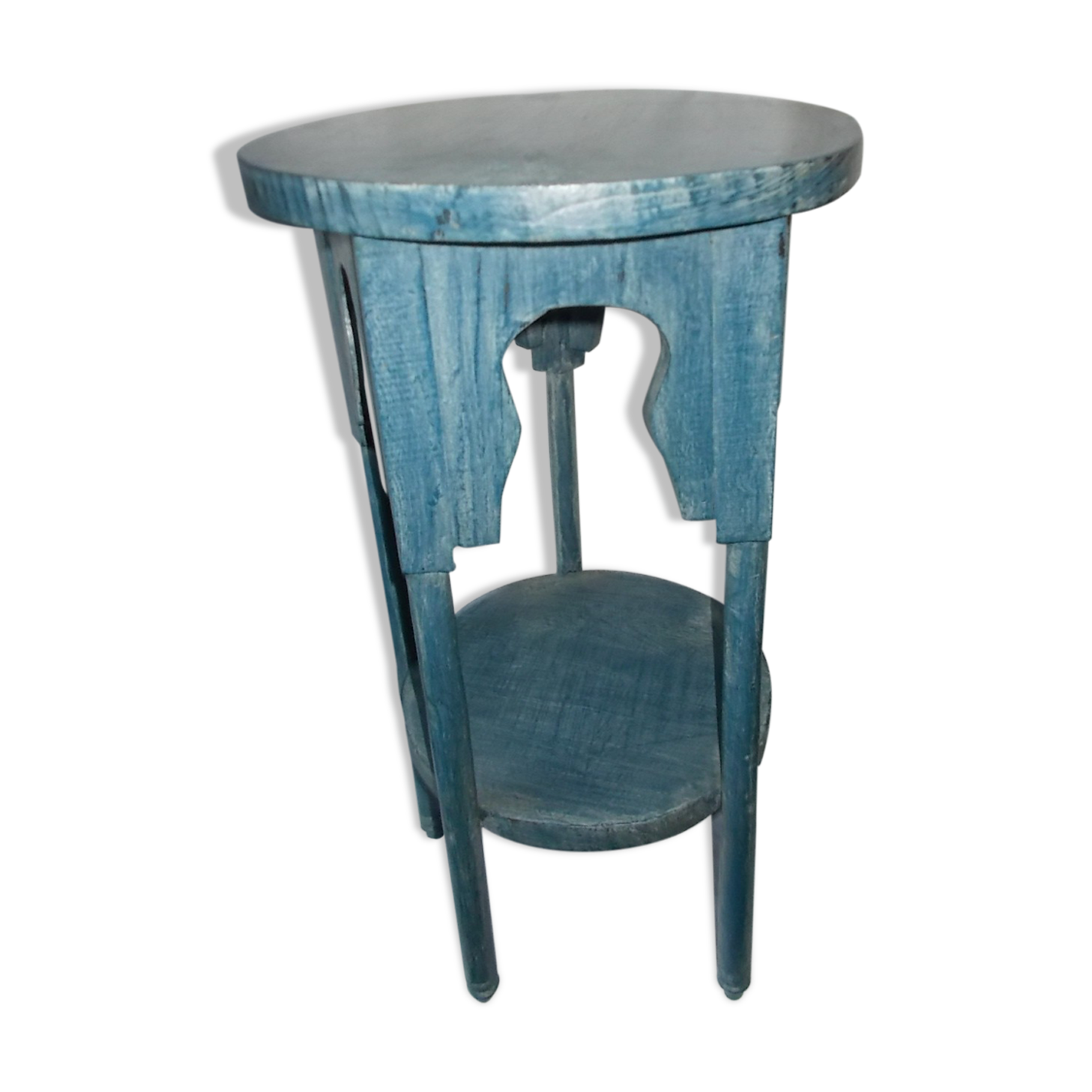 Blue wood side table