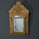 Small Mirror with Parcloses in Repoussé Brass – 1900