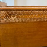 Wooden and wicker baby bed