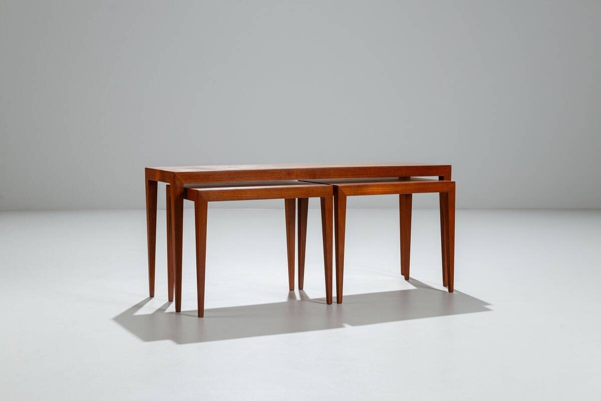 3 tables gigognes en teck par Severin Hansen pour Haslev, Danemark 1960