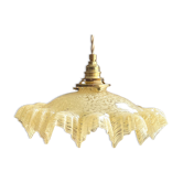 Vintage yellow pleated clichy glass portable lamp