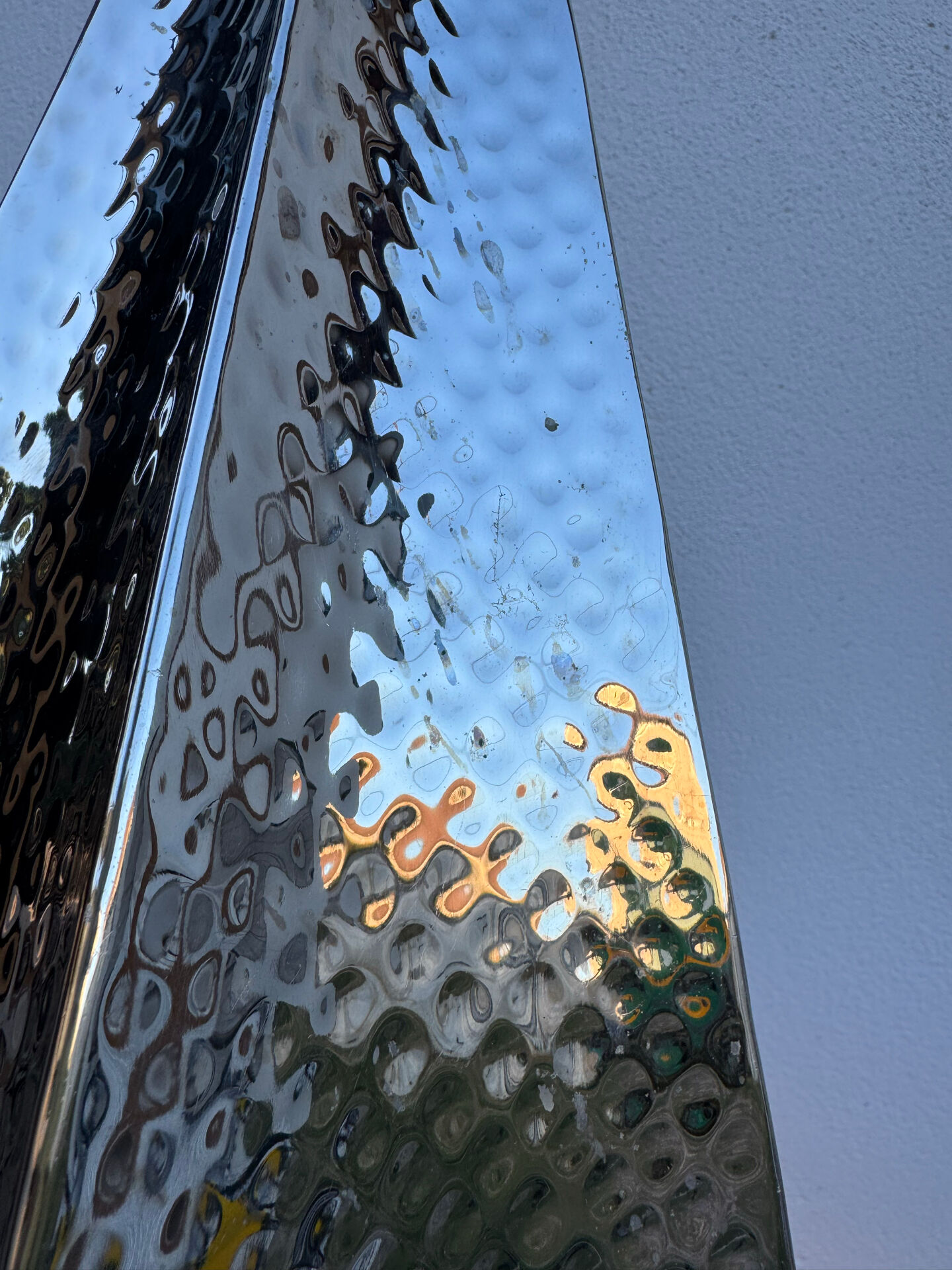 Modern hammered chrome metal suspension