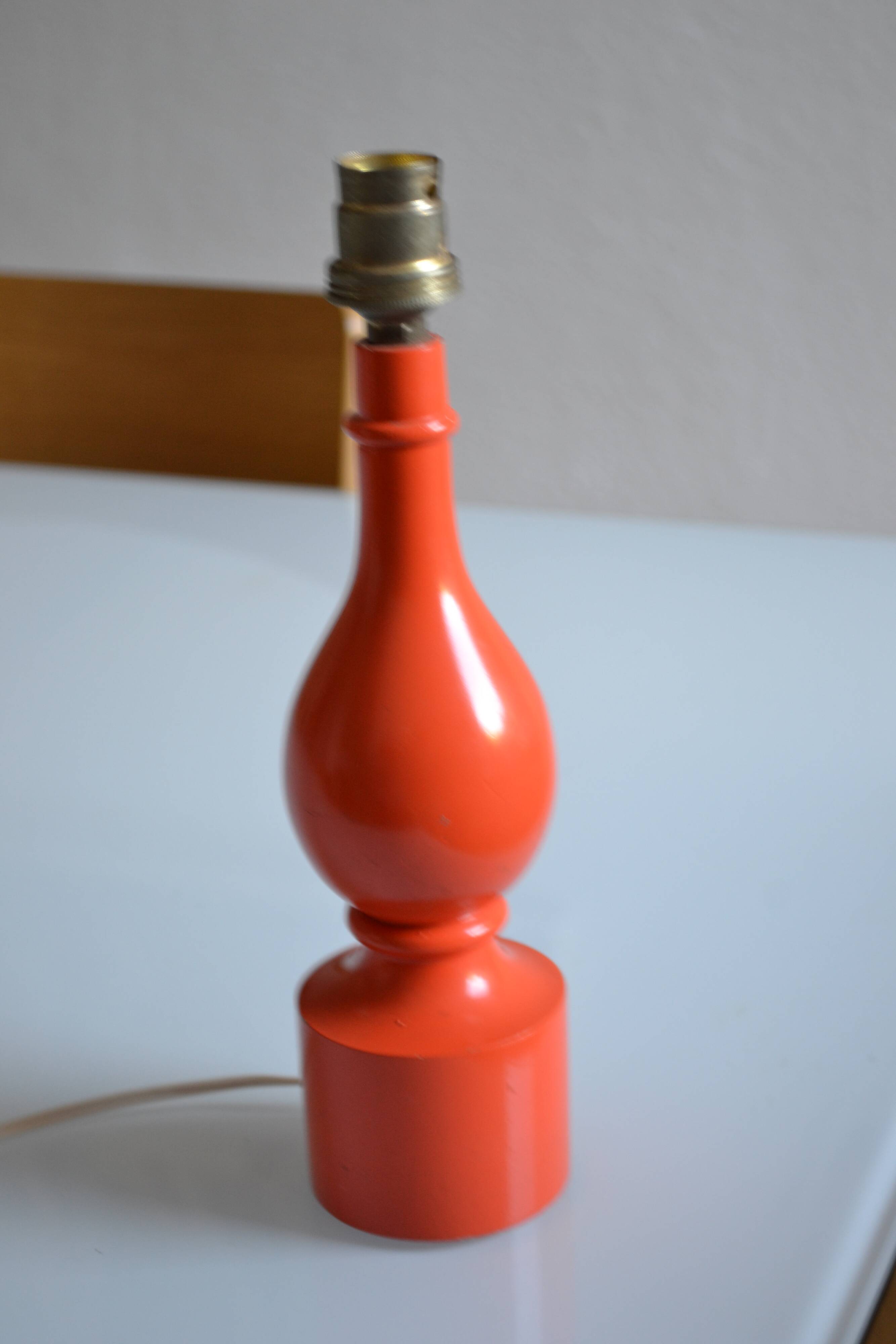 Orange lamp foot 70's philippe capelle