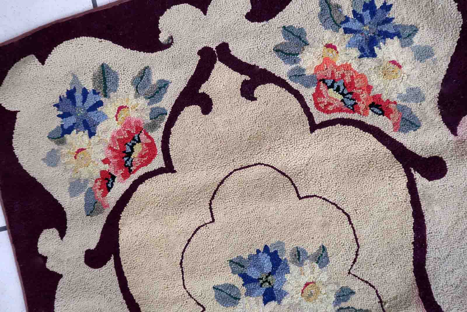 Old American carpet handmade, 76cm x 117cm 1900s