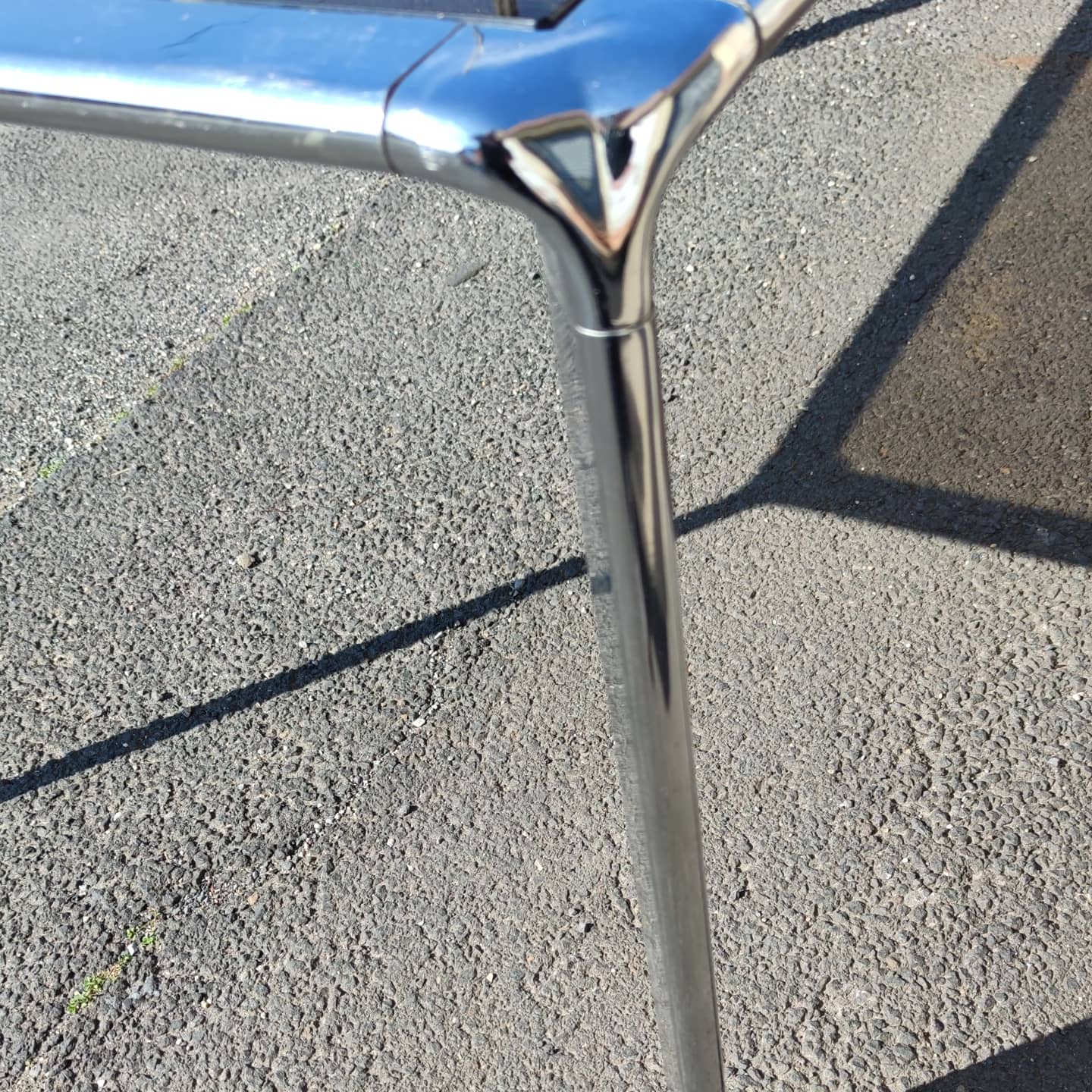 Dining room table chrome steel and smoked glass