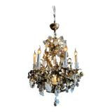 Bronze and Gold Metal Cage Chandelier from the 70s - 20th Century
