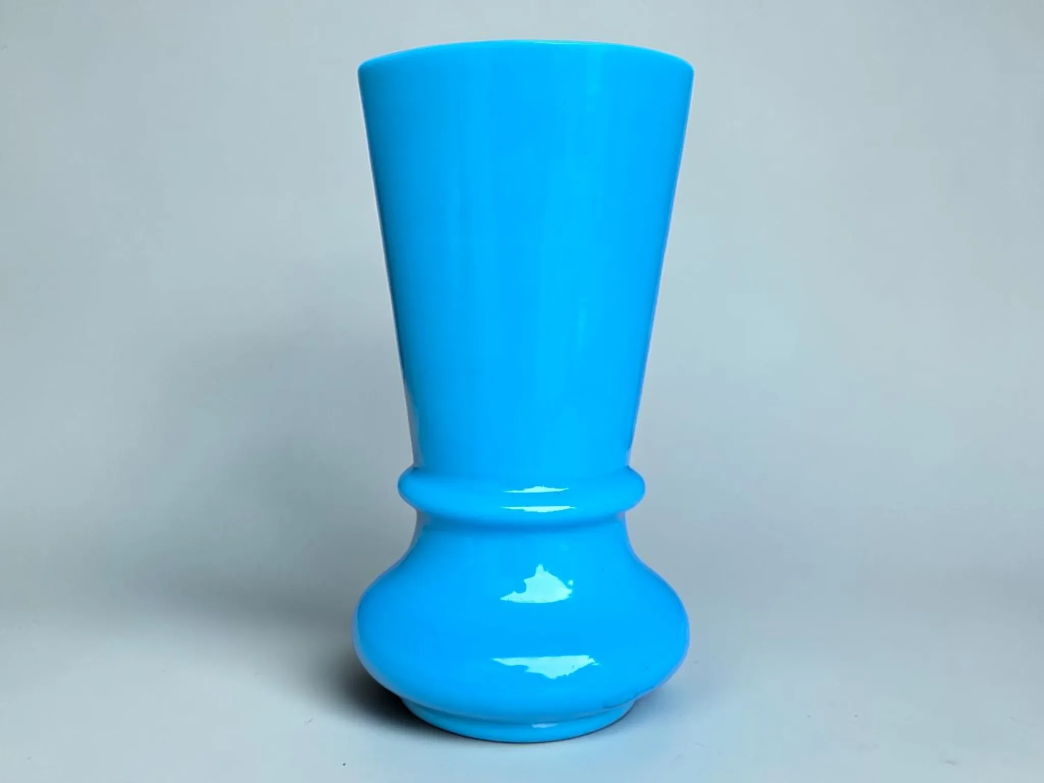 Blue opaline vase, "fair opaline"
