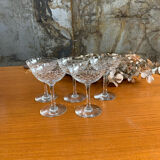 5 old champagne glasses