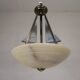 Art Deco style pendant light with alabaster shade, 1980s