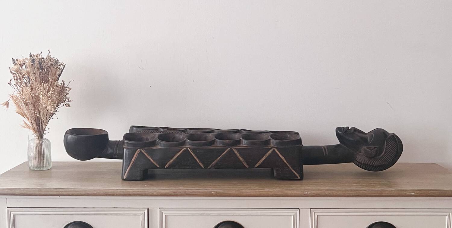 Large wooden Awale Baoule game (Burkina Faso)