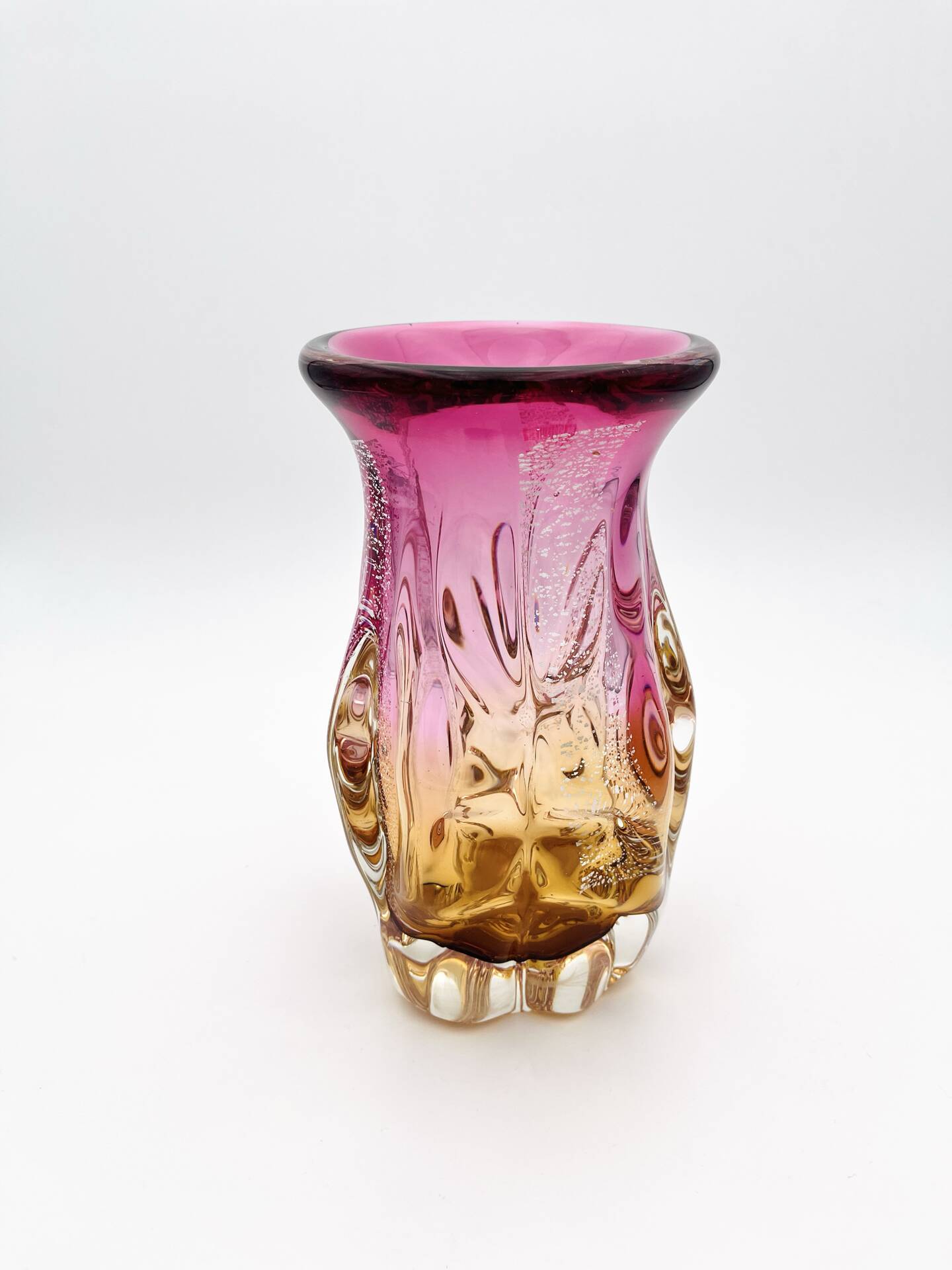 Vase Studio Glass Josef Hospodka Chribska Sommerso Feuille Argent