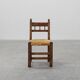 19th Century Spanish Hand-Carved oak Side Chair with Velour Seat