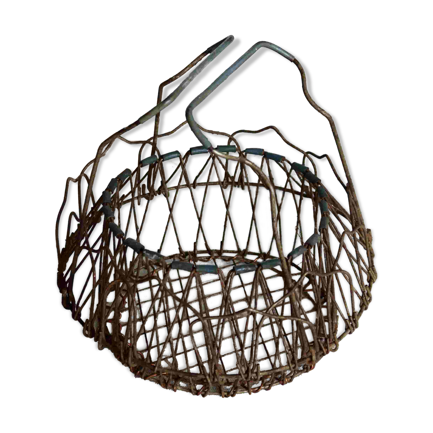 Vintage foldable metal basket in the shape of a flower