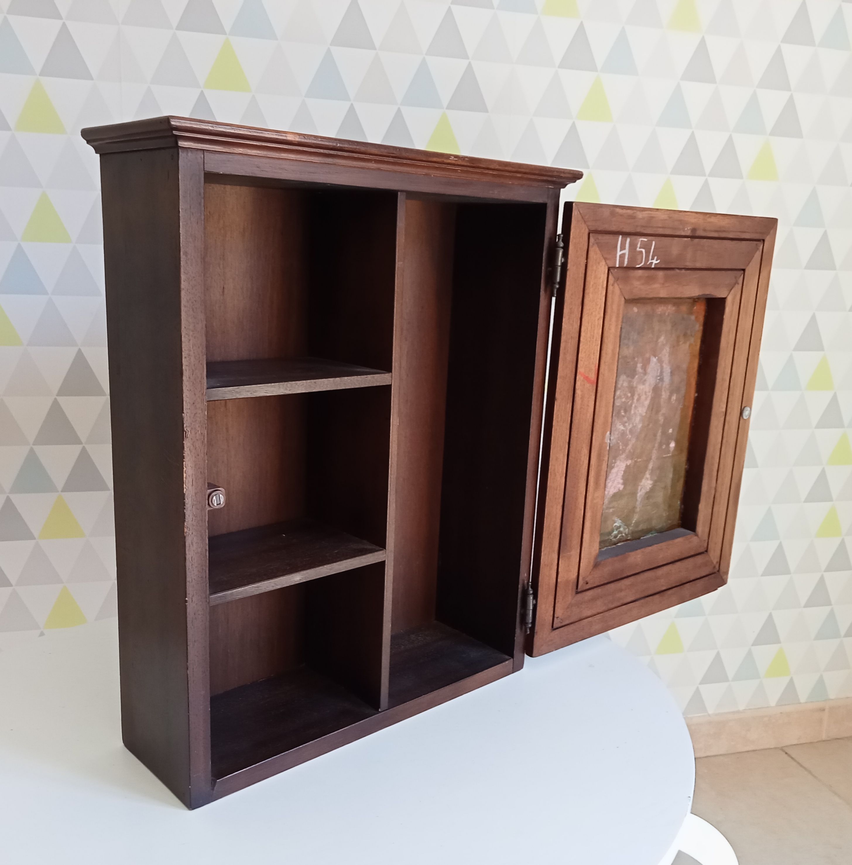 Antique wooden and brass bathroom cabinet 40/50s