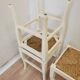 Set of 4 Vintage White Wooden Stools with Thatched Seats - 1970s Yugoslavia