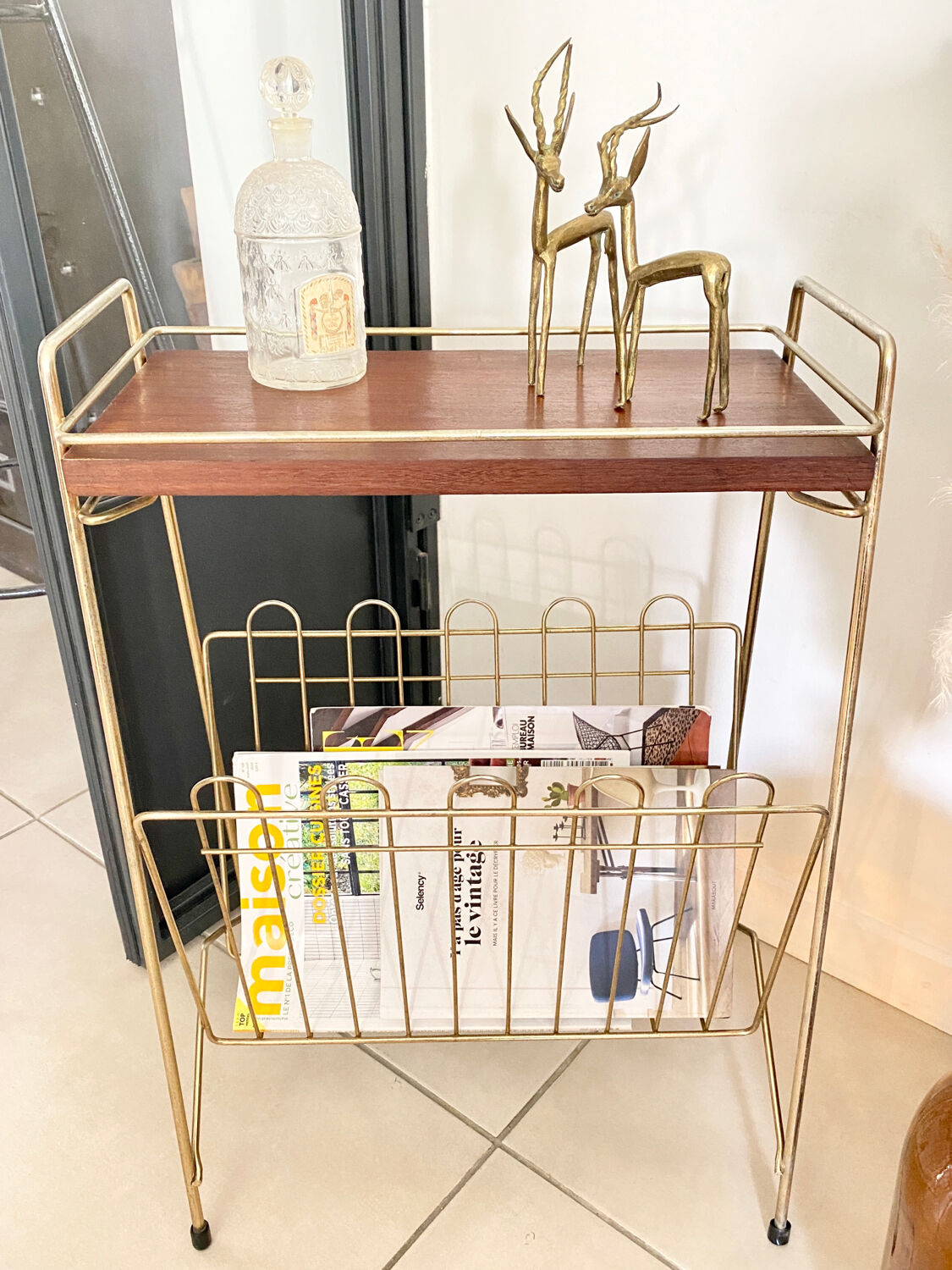 Vintage brass magazine table
