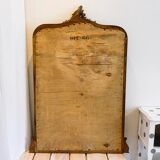 Mirror of fireplace rockery in wood pediment carved old vintage walnut 125 x 86 cm