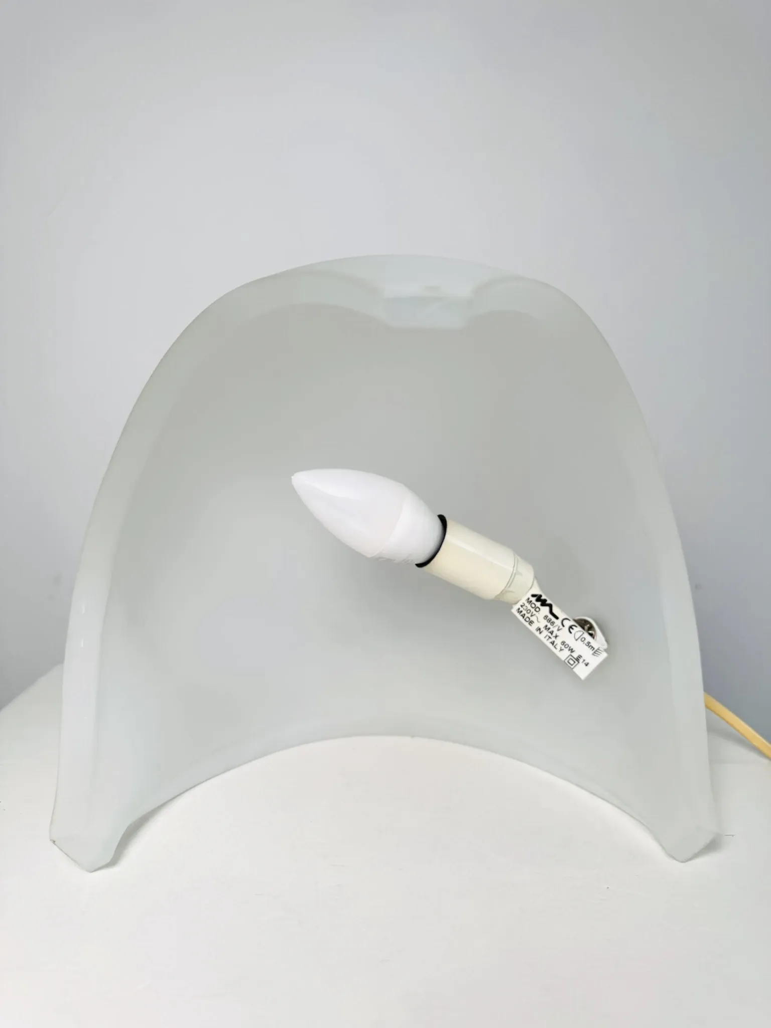 Frosted Glass 'Coque' Table Lamp By Elio Martinelli For Martinelli Luce, Italy, 1970S