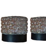 Pair of 1970 molded glass bedside lamps