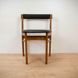 Vintage extendable dining table & 4 black chairs from Mcintosh,1960s