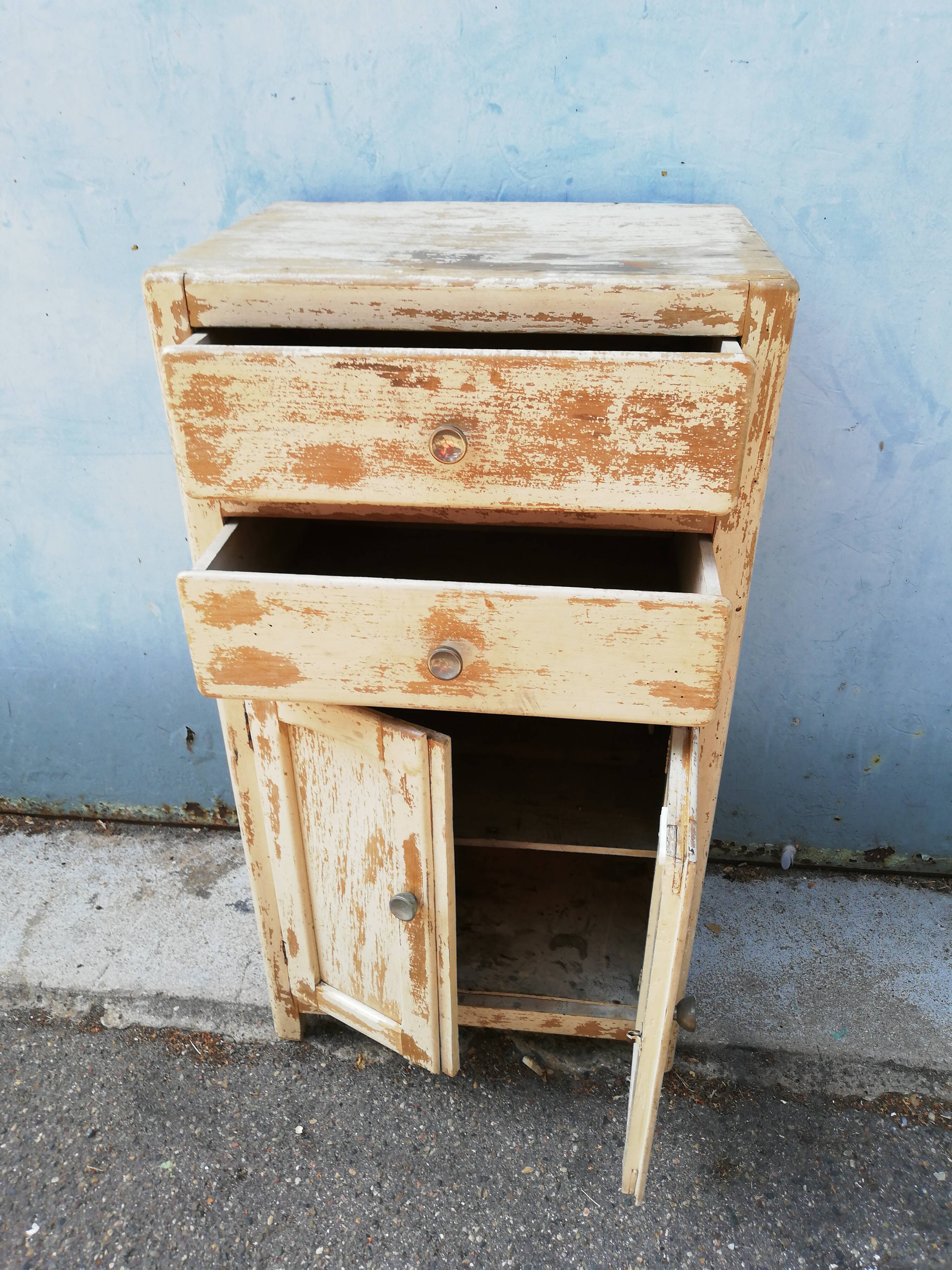 Small white wood storage unit