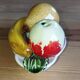 Small vintage fruit bowl in majolica – fruit decoration – 1950s/60s