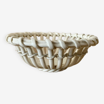 Small vintage woven ceramic basket