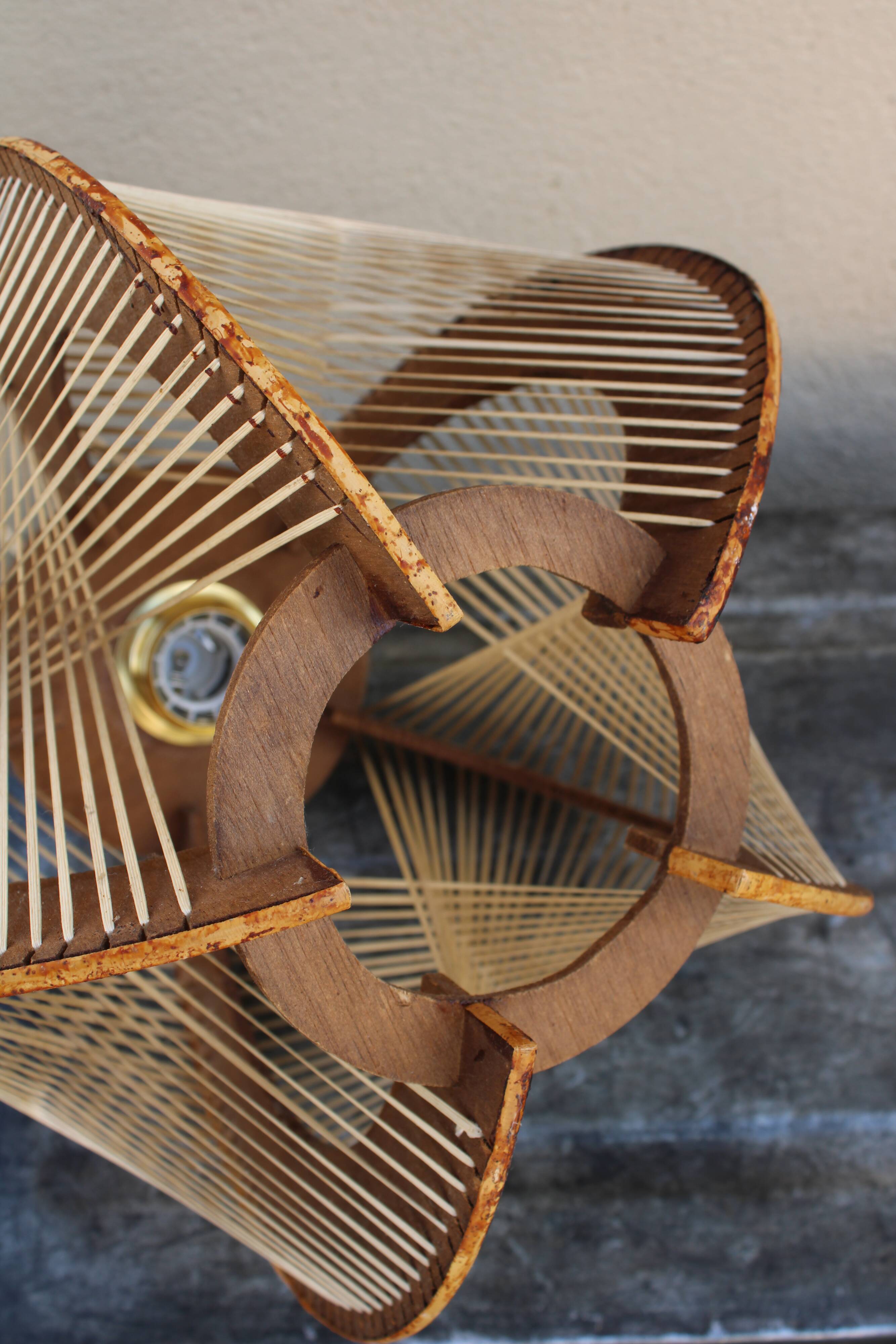 Wooden and rattan suspension