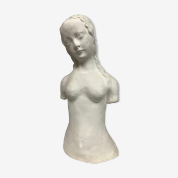 sculpture of a girl bust in plaster