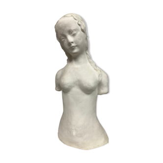 sculpture of a girl bust in plaster